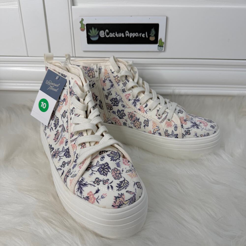 New Universal Thread Floral Platform High Top Sneakers Pink Cassie Size 10